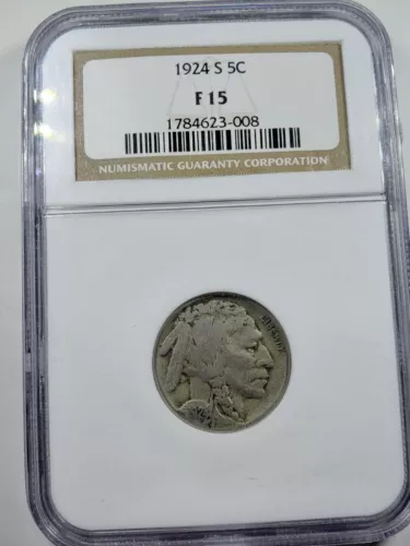 1924-S  5c  BUFFALO NICKEL  NGC F15  *  Better Date  * 