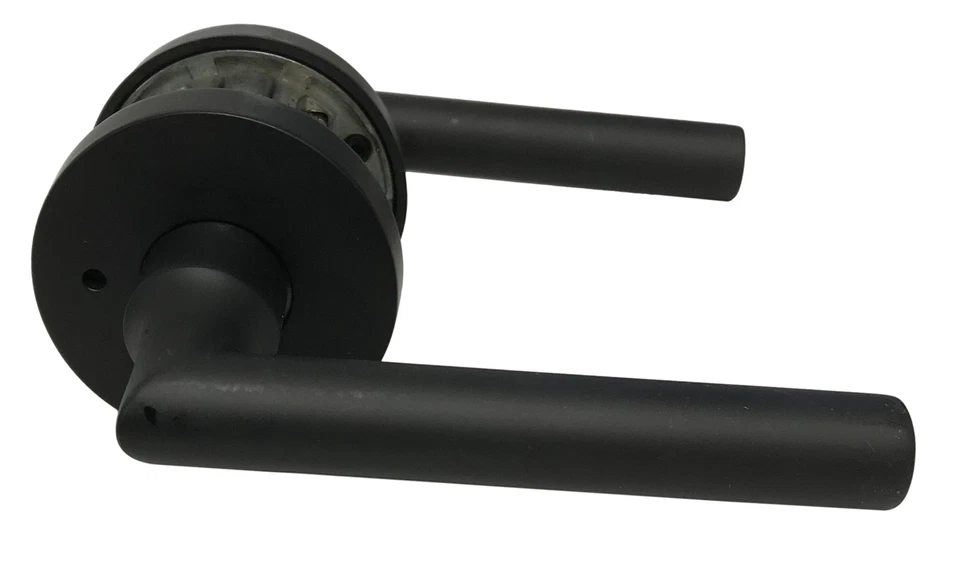 Baldwin 9BR3533-141 Tube Reserve Lever Round Rose Privacy Set in Satin Black