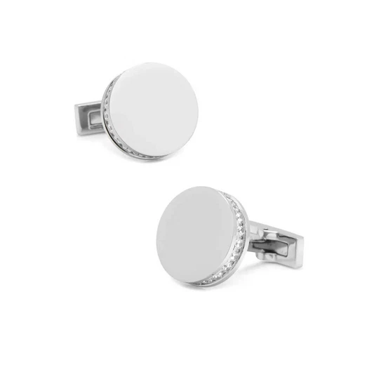 Gemelos para hombre brillantes incrustaciones de circonitas cúbicas de corte redondo en plata de ley 925 Foto 3 de 4