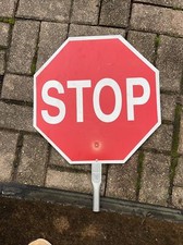 STOP / SLOW double sided SIGN crossing SCHOOL octagon METAL Construction