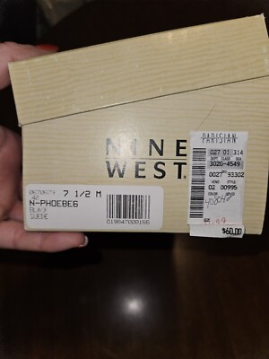 ^_^ テレビ NIB Nine West Heels Low Black Suede Phoebe 6 Vintage Size 7.5 Msrp