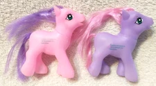 2 Vtg Greenbrier International Inc. Pink Purple Brushable Pony Horse