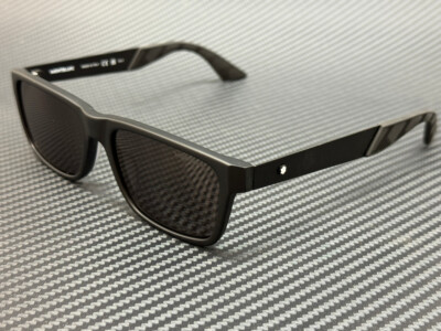 MONT BLANC MB0299S 005 Matte Black Grey Men's Medium 56 mm Sunglasses