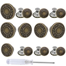 No Sew Jeans Buttons Replacement 12 Sets Adjustable Removable Metal Waist Button