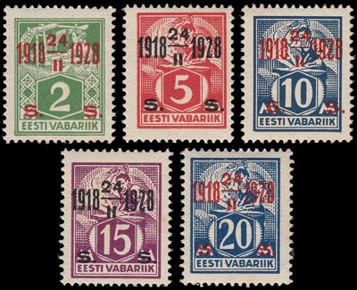 Estonia 91/95 1928 10 aniv. de la independencia MNH