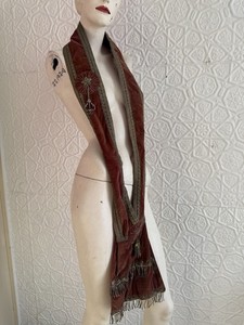 Antique Odd Fellows Ceremonial Regalia-Sash-Stole Silk-Velvet-Metal-Star-Key-Red