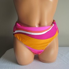 Trina Turk Cross Shirred Side Hipster Swim Bottom Multi 14 NWT