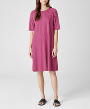 Eileen Fisher Berry Hemp Organic Cotton Twist Crew Neck Dress Sz S