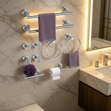 Bathroom Hardware Set 10 Piece Stainless Steel Towel Bar Set Towel Bar/Hook/Ring