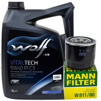 MotoröL Set Wolf Oil 5W40 5 Liter + ÖLfilter FüR Hyundai Kia Mitsubishi Subaru
