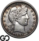 1893 Barber Half Dollar, Tough Choice AU++ Lower Mintage Better Date