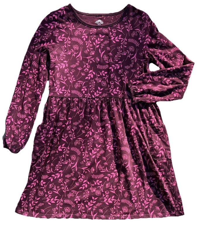 Thereabouts Kids XL 16 Pink Brown Floral Long Sleeve Stretch Pocket Shirt Dress