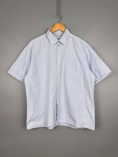 Vintage Yves Saint Laurent Blue Mini Check Button Shirt S/S YSL Logo Men's XL