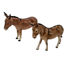 Beswick Donkey Ceramic Figurines Glazed Brown James Beswick and 2267A Repaired