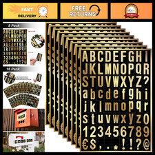 8 Sheets 2" Gold Black Mailbox Numbers Letters Stickers for Address Sign