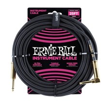 Ernie Ball Braided Instrument Cable, Straight/Angle, 25ft, Black P06058 