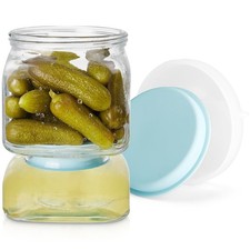 Glass Pickle Jar with Strainer Flip,46 FL OZ Pickle Flip Jar With Double Leak...