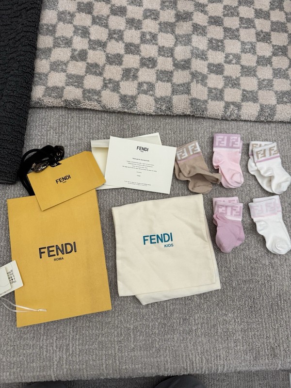 Brand New Fendi Baby Kids Girls Socks Multicolor Size 2 Five Pairs