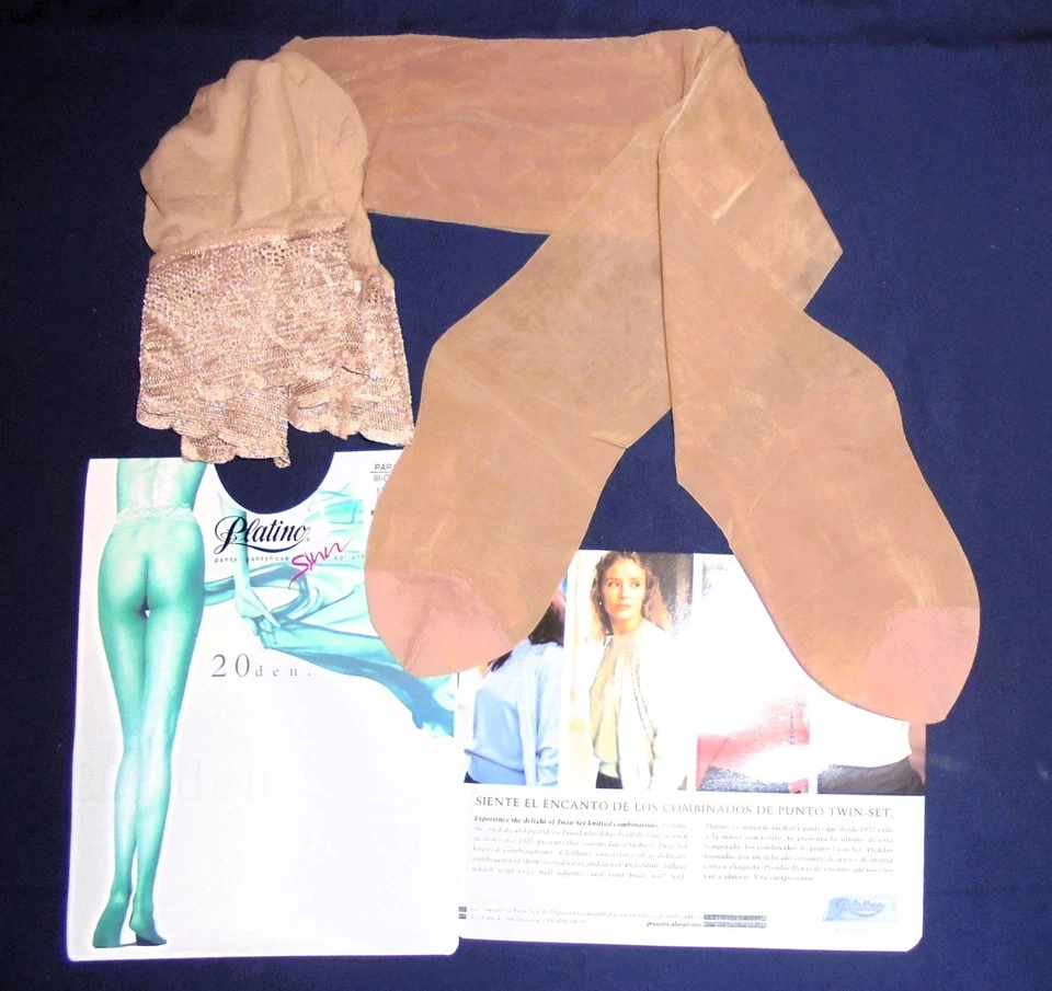 Nylon Lycra Seamless Tights "Platino", Size G, Vintage, Retro, Luxury - Image 1 of 4