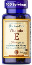 Puritan's Pride Vitamin E 184mg 400 IU with Selenium 50mcg, Vitamin...