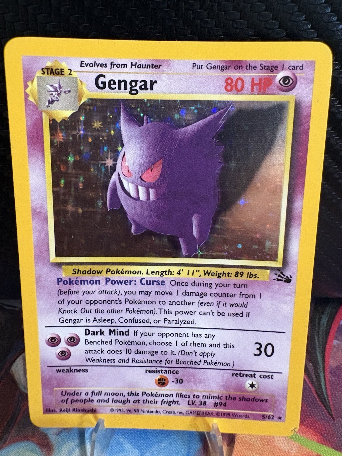 Pokemon Gengar Holo 5/62 Fossil MP WOTC Vintage Rare Holographic