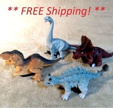 4 Limited Commodities 2021 Dinosaur Pull Back Cars Lot Action Figures Toy Set