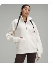 Lululemon Heathered Bone Gold Oversized Long Funnel Neck Half Zip Scuba M/L