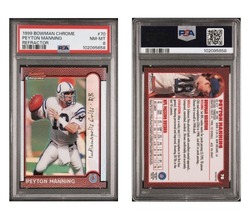 1999 BOWMAN CHROME REFRACTOR #70 PEYTON MANNING PSA 8 COLTS RARE