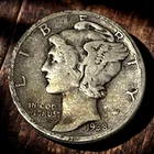 1938-D Mercury Dime 90% U.S. Silver Coin 10c KM# 140 Lot C12-63