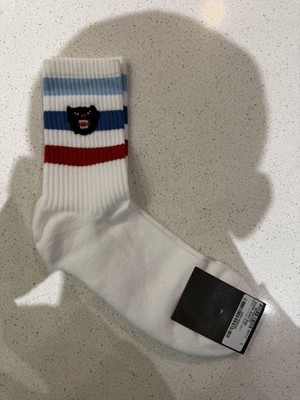 GUCCI アイボリー ストライプ ソックス Gucci Socks Panther Logo White Blue Striped | eBay