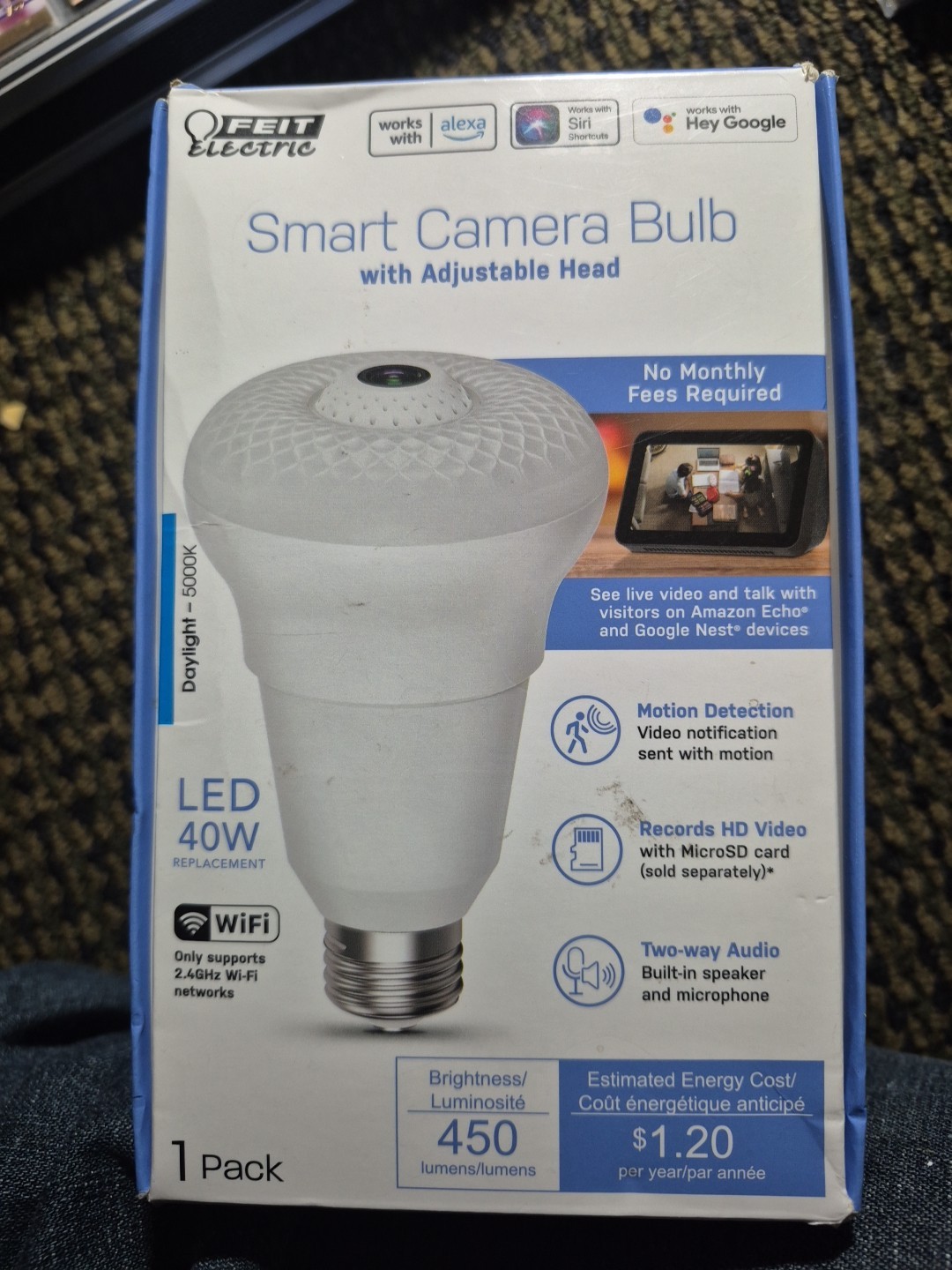 Feit Electric Smart Camera Bulb With Adjustable Head