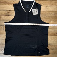 $60 NWT Womens Pums Range SL SPF 50 Pique Top, Puma Black, NWT, LARGE