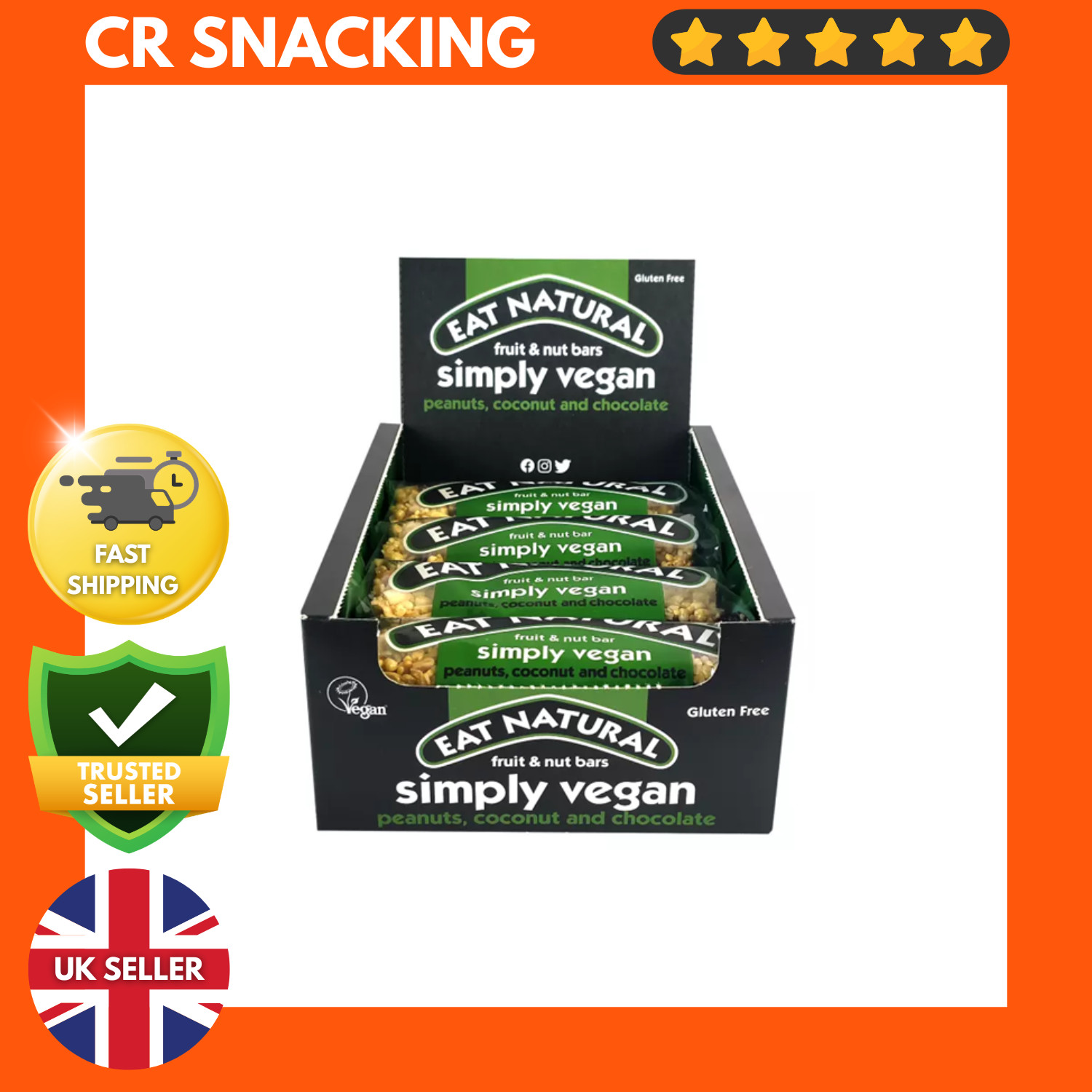 Eat Natural bars Simply Vegan 12 x 45G. Fruit and nut bars Gluten free