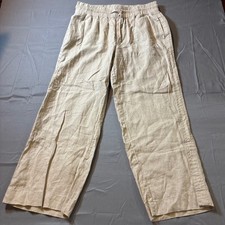 Quince 100% European Linen Wide Leg Pants Beige XL Drawstring