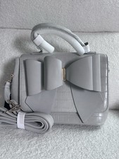 Like Dreams Gray Croc-Embossed Bow Satchel To...