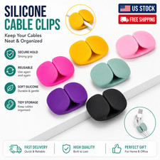 10 PCS Silicone Cable Organizer Clips Cord Holder Charger Wire Management Tidy