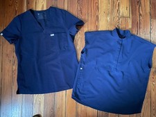 2 Figs Scrub Tops , navy blue, size S and XS