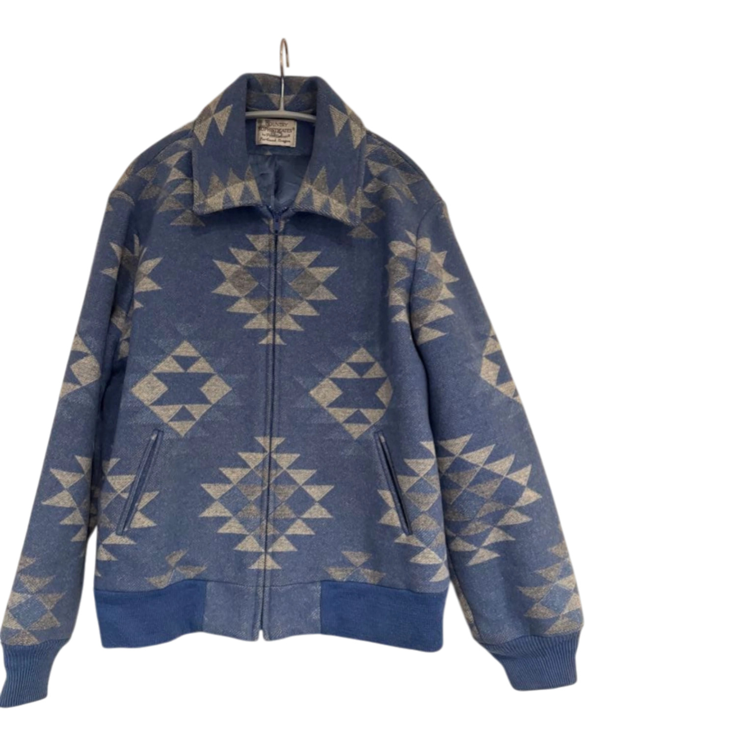 Pendleton Wool Zip Jacket Blue Native Pattern L U… - image 1