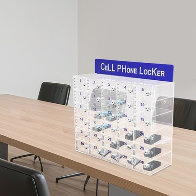 Cell Phone Locker Box 30 Slots Transparent Acrylic Storage Box Organizer W/Locks