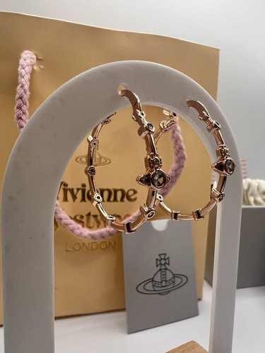 Vivienne Westwood Felicia Hoop Earrings In Rose Gold With Gift Packaging - Picture 3 of 12
