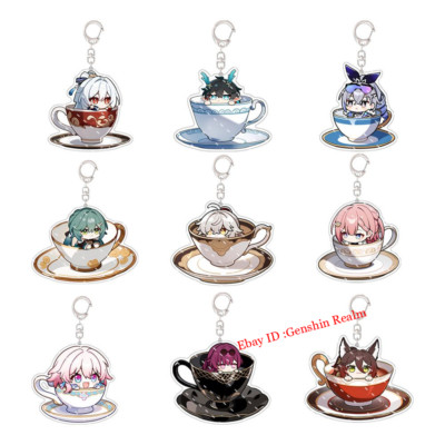 Anime Honkai: Star Rail Cute Teacup Acrylic Keychain Decor Backpack Pendant Gift
