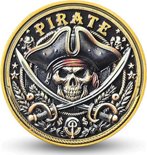 Pirate Challenge Coin - Motivational Adventure Coin with Skull Design and