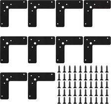 Flat L Brackets, 10Pcs Flat L Right Angle Brackets, Black Flat Mending Plates, C