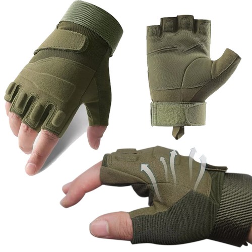 Tactical Fingerless Gloves Army Men Combat Hunting Shooting Half Finger Gloves