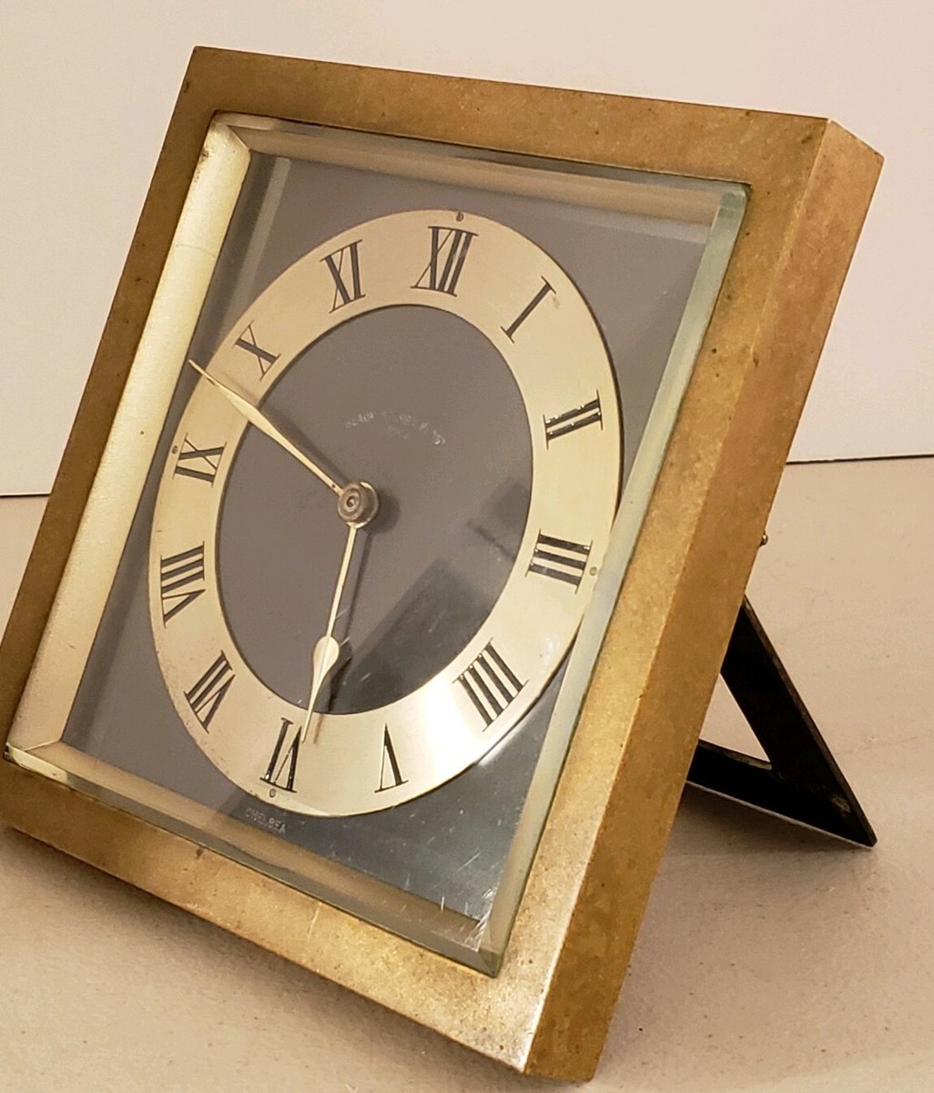 Antique Working 1930 CHELSEA Bronze Art Deco Mantel Clock; Black