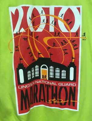 LINCOLN NATION GUARD MARATHON 2010 T-Shirt Adult Large Performance Shirt Lime