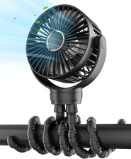 Stroller Fan Rechargeable 4000mAh 360° Rotatable Clip-on Baby Fan 3-Speed Black