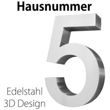 Acier inoxydable Numéro de maison 20 cm Grand 5 Brossé 3D Arial V2Aox