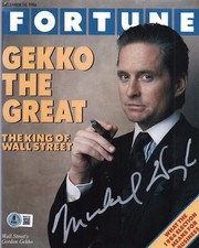 Michael Douglas Signed Auto Wall Street Fortune Replica Magazine Prop Photo BAS