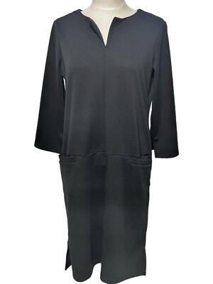 Lands' End Women's Sz 4 Petite Ponte Knit 3/4 Sleeve Split Neck Dress Black | eBay Lands' End Women's Sz 4 Petite Ponte Knit 3/4 Sleeve Split Neck Dress Black | eBay